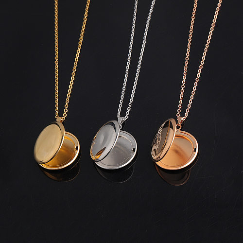 Simple Style Solid Color Stainless Steel  Plating Gold Plated Pendant Necklace