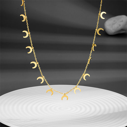 Simple Style Moon Stainless Steel Plating Necklace
