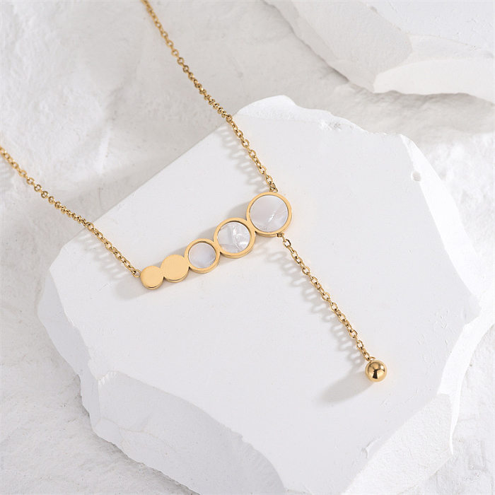 Simple Style Round Stainless Steel Plating Inlay Acrylic 18K Gold Plated Necklace