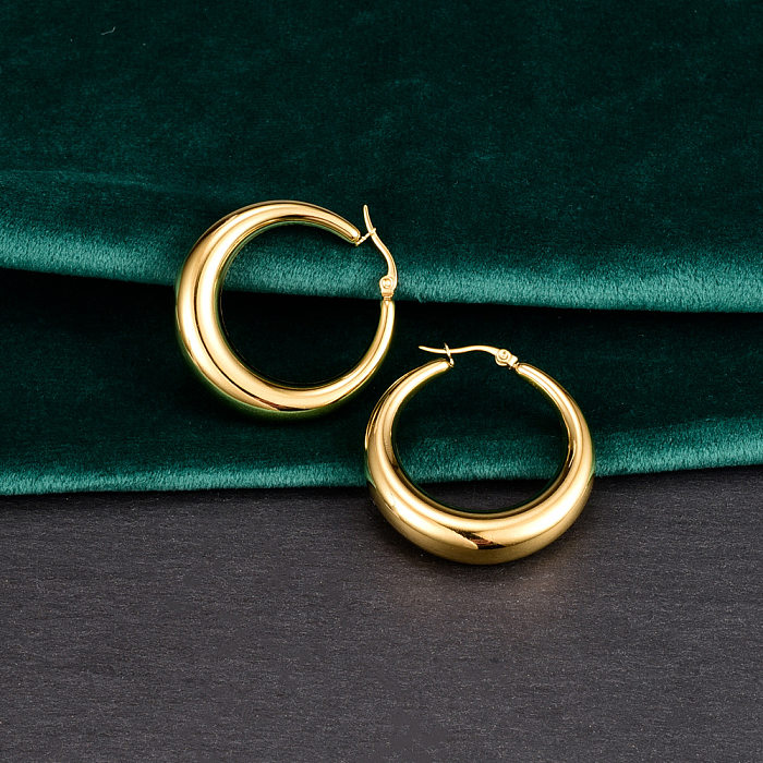 Schlichte Kreis-Edelstahl-Ohrringe, vergoldete Edelstahl-Ohrringe