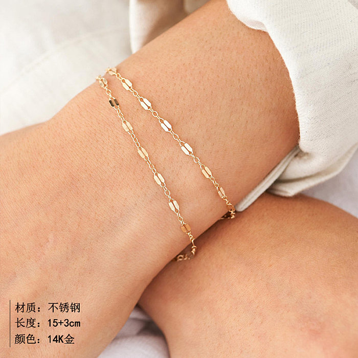 New 14K Gold Korean Fashion Chain 316L Titanium Steel Bracelet For Women