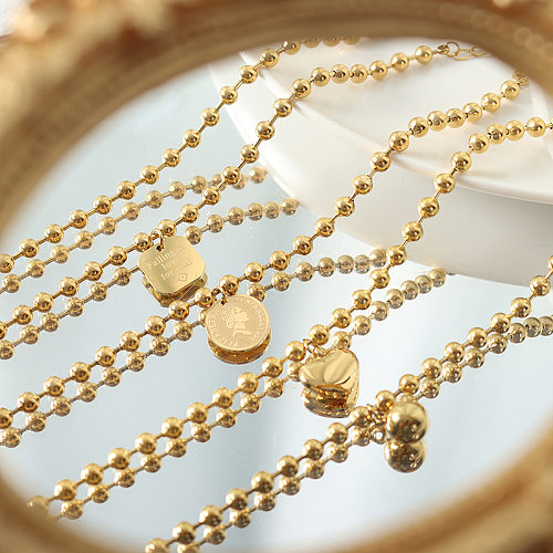 Bracelet en or 18 carats en acier titane, bijoux à main en boule d'acier géométrique Simple rétro