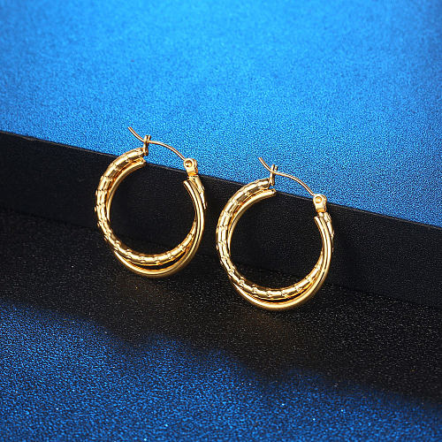 Fashion Circle Stainless Steel Plating Earrings 1 Piece