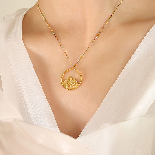Fashion Geometric Stainless Steel Plating Pendant Necklace