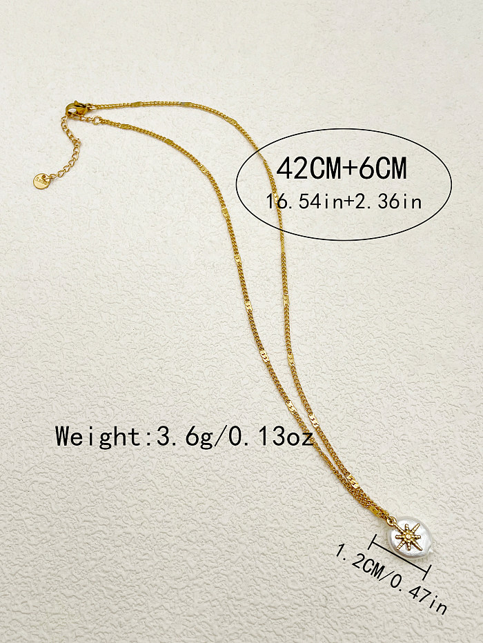 Casual Elegant Simple Style Sun Stainless Steel  Plating 14K Gold Plated Pendant Necklace