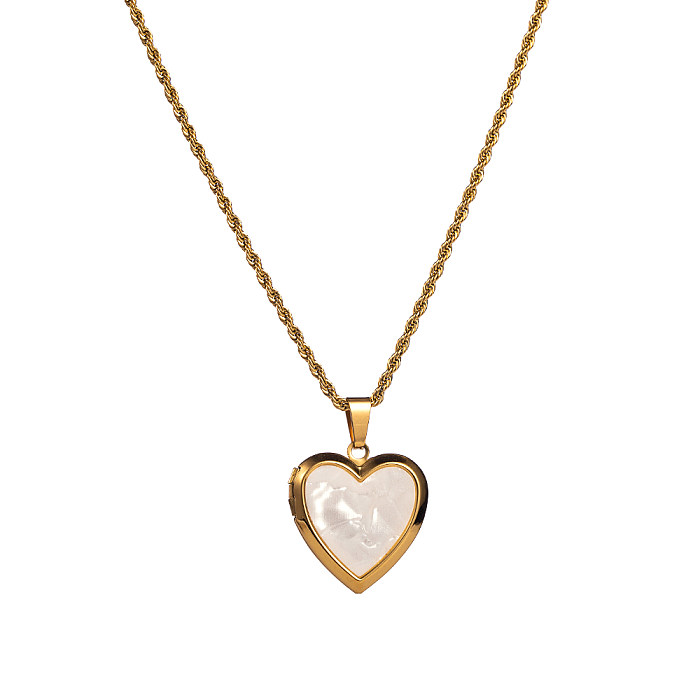 IG Style Sweet Devil'S Eye Star Heart Shape Stainless Steel  Three-dimensional Chain Shell Zircon 18K Gold Plated Pendant Necklace