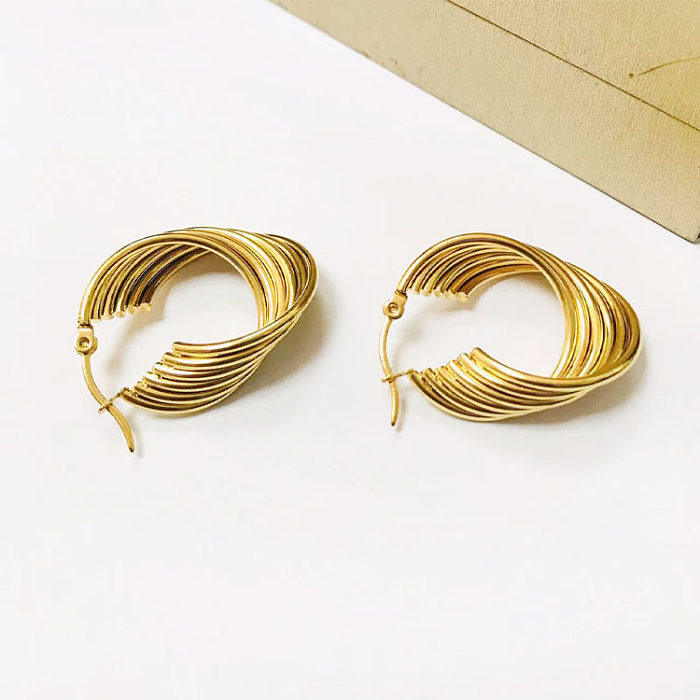 1 Pair Lady Geometric Plating Stainless Steel  18K Gold Plated Earrings