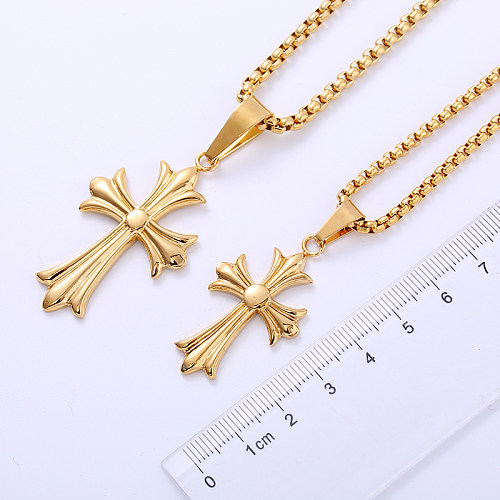 Gothic Cross Stainless Steel  Plating Pendant Necklace 1 Piece