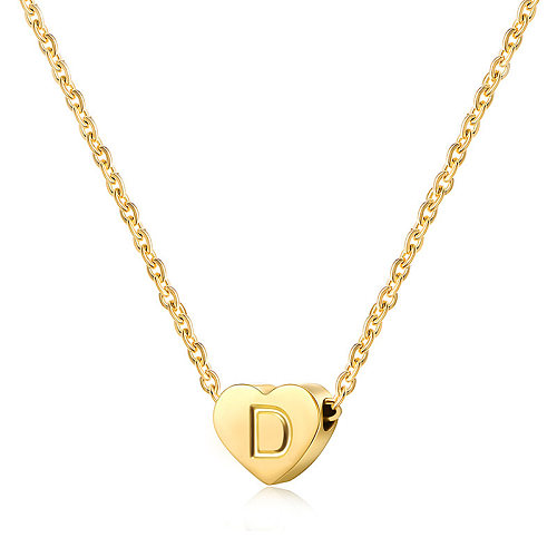 Simple Style Letter Heart Shape Stainless Steel  Plating Necklace