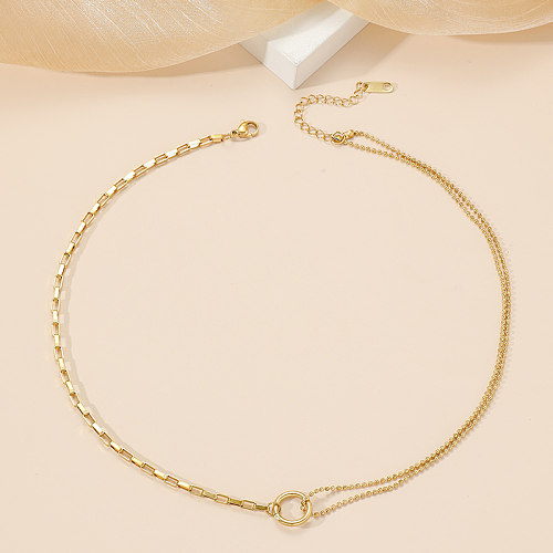 Elegant Luxurious Round Stainless Steel Polishing Plating 18K Gold Plated Necklace