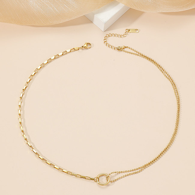 Elegant Luxurious Round Stainless Steel Polishing Plating 18K Gold Plated Necklace