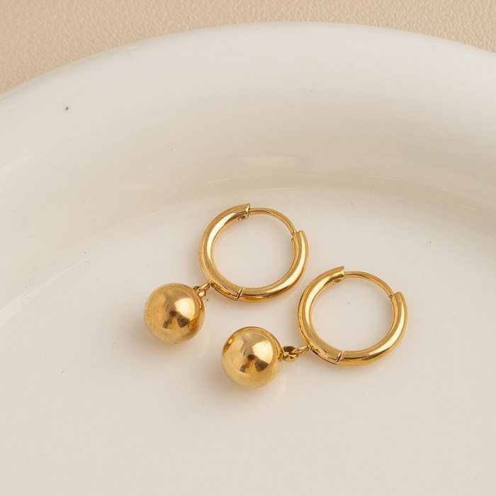 1 Paar einfache runde Buchstaben-Herzform-Beschichtungs-Inlay-Edelstahl-künstliche Edelsteine-Harz-Perlen-Ohrringe