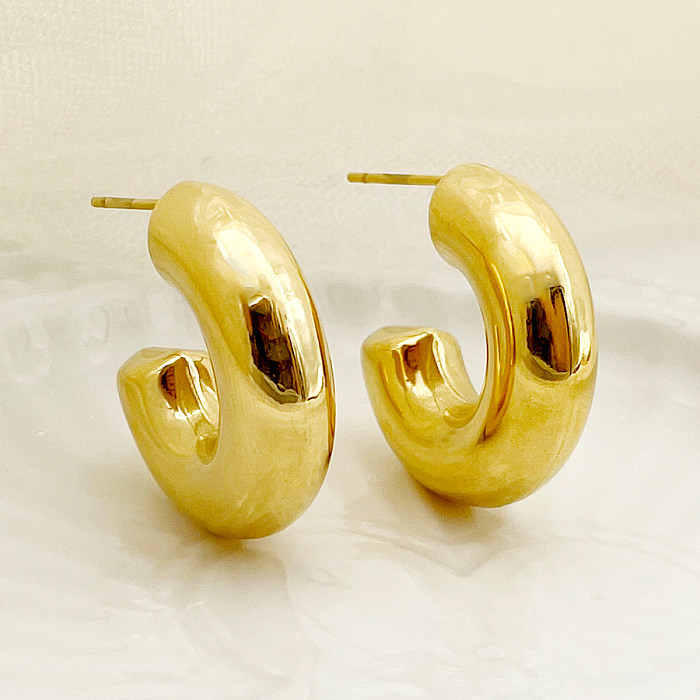 1 paire de clous d'oreilles en acier inoxydable plaqué or, à rayures spirales, Style nordique