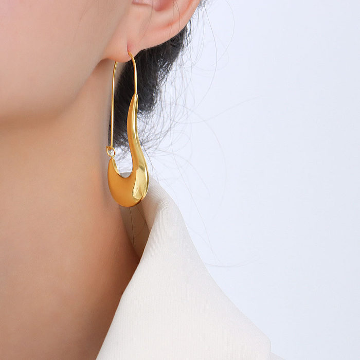 Simple Stainless Steel Plated 18k Gold Geometric Heterosexual Earrings