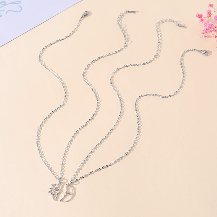 Simple Style Sun Moon Stainless Steel  Pendant Necklace