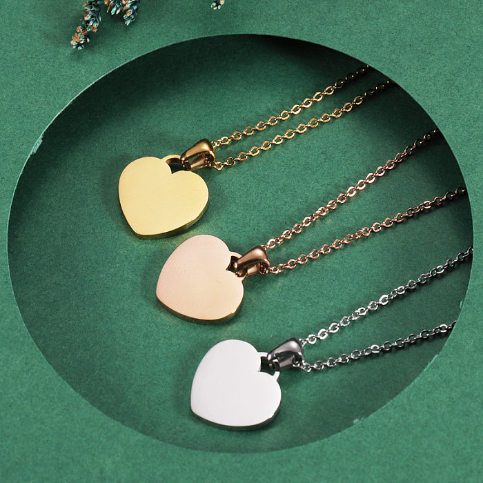 Collier pendentif décontracté en forme de cœur en acier inoxydable plaqué or et argent en vrac