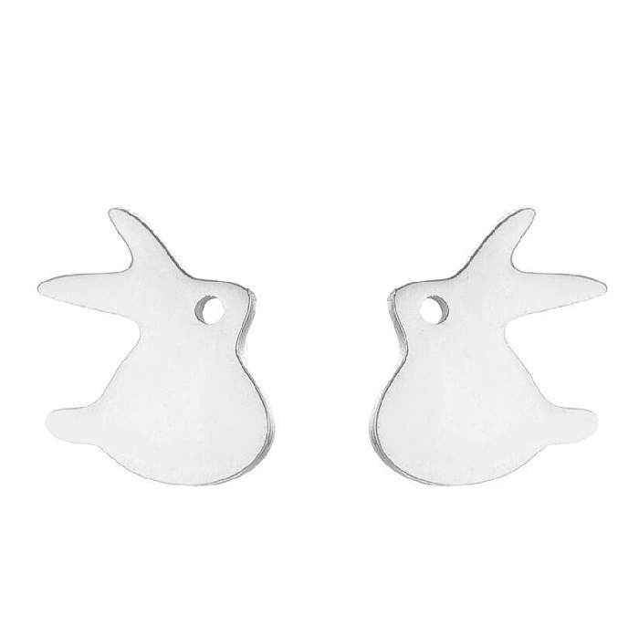 1 paire de clous d'oreilles plaqués en acier inoxydable, style Animal Simple