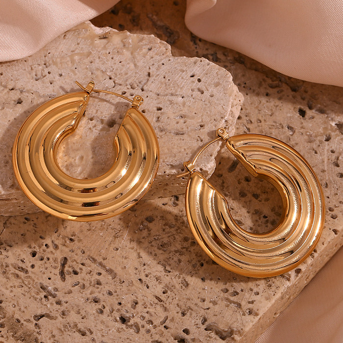 1 Pair Basic Simple Style Classic Style Solid Color Plating Stainless Steel  18K Gold Plated Earrings