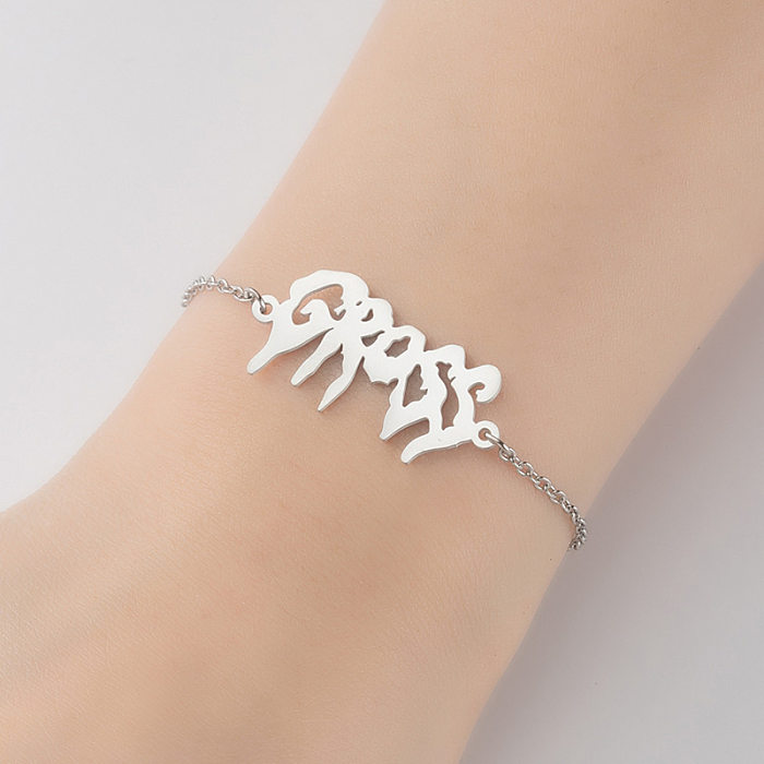 Bracelets ajourés en acier et titane avec lettres de Style Simple, 1 pièce