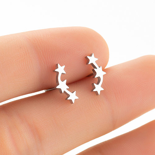 Women'S Simple Style Korean Style Star Stainless Steel  No Inlaid Ear Studs Stainless Steel  Earrings