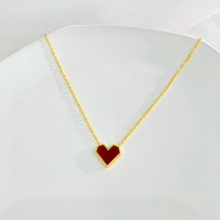 Fashion Heart Shape Stainless Steel Plating Acrylic Pendant Necklace
