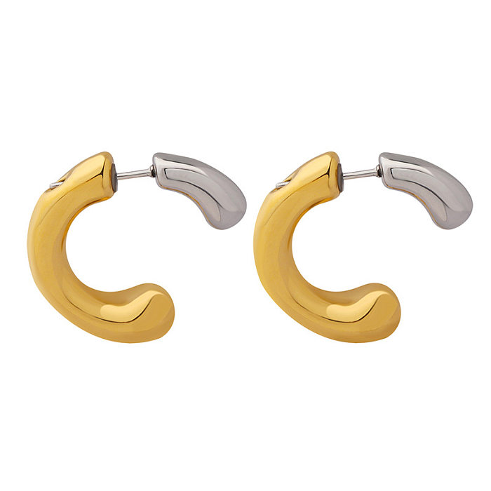 Modische C-förmige Edelstahl-Ohrringe mit Überzug aus Edelstahl