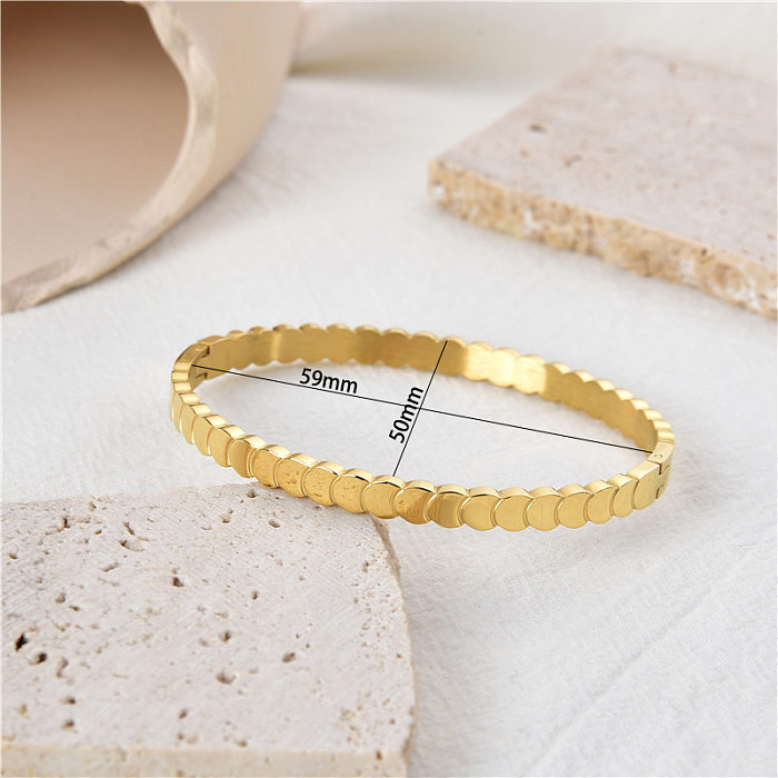 Simple Style Solid Color Stainless Steel Plating Gold Plated Bangle