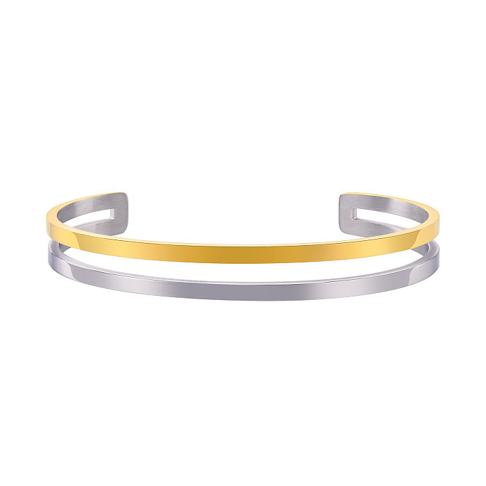 Simple Style Solid Color Stainless Steel Plating Cuff Bracelets