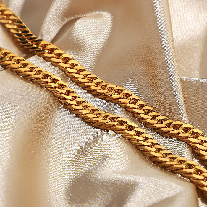 Colar de aço inoxidável banhado a ouro 18K da moda cubana