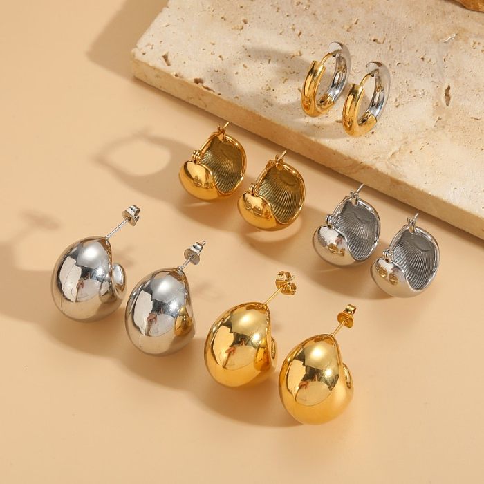Pendientes chapados en oro de 1 quilates de acero inoxidable con revestimiento de color sólido de estilo simple de 14 pieza