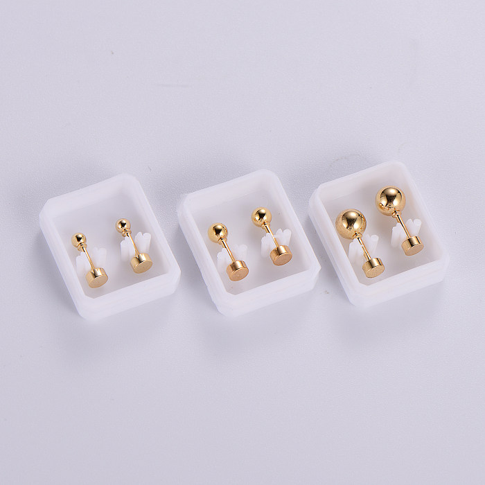 12 Pairs Simple Style Classic Style Round Polishing Plating Stainless Steel  18K Gold Plated Ear Studs