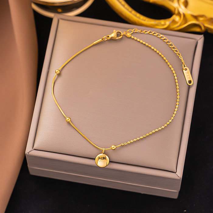 Classic Style Solid Color Stainless Steel Plating Pendant Necklace