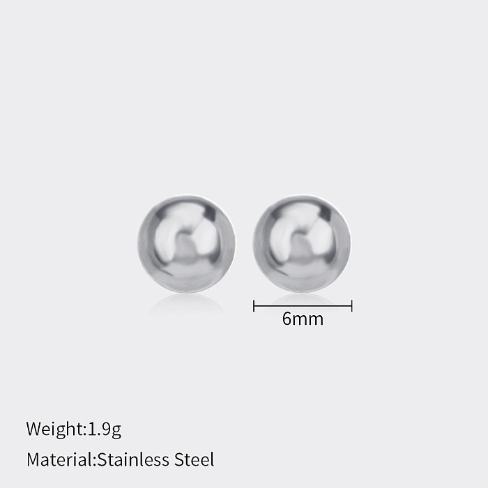 Simple Style Ball Solid Color Stainless Steel  Plating Ear Studs 1 Pair