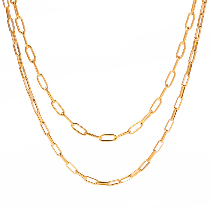 IG Style Solid Color Stainless Steel  Plating 18K Gold Plated Necklace