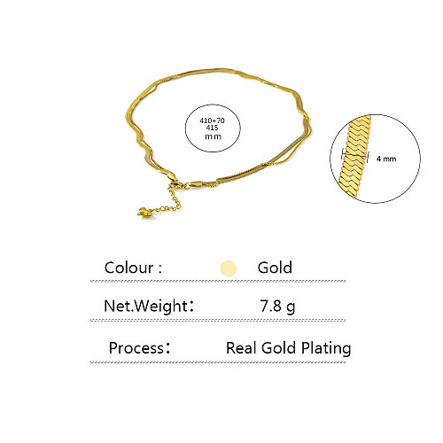 Fashion Solid Color Stainless Steel Plating Layered Necklaces 1 Piece