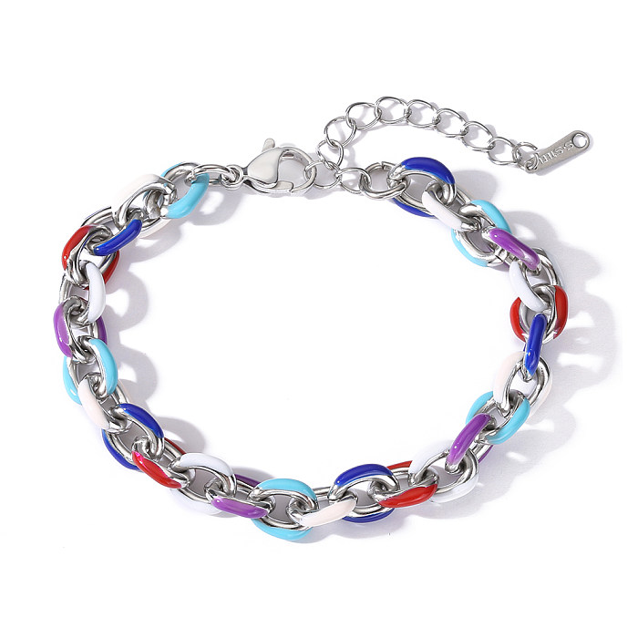 Hip-Hop Commute Bracelets plaqués or 18 carats en acier titane coloré