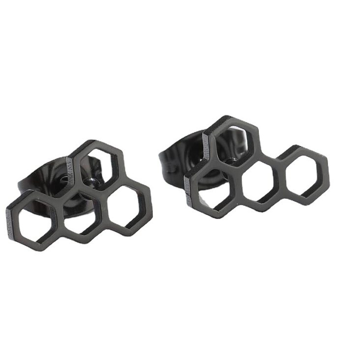 Fashion Honeycomb Stainless Steel Ear Studs Plating No Inlaid Stainless Steel  Earrings