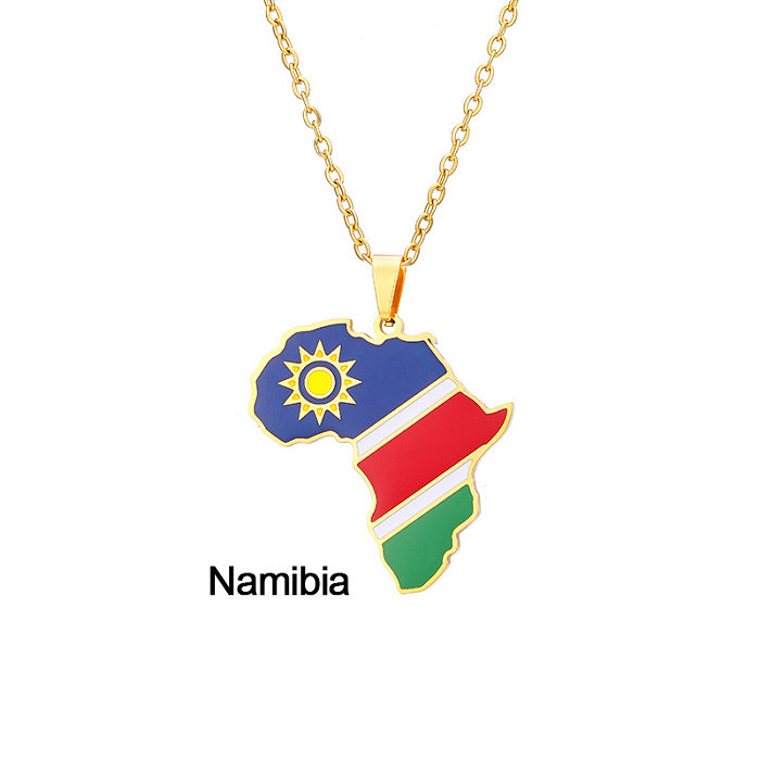 Fashion National Flag Stainless Steel  Necklace Dripping Oil Stainless Steel  Necklaces