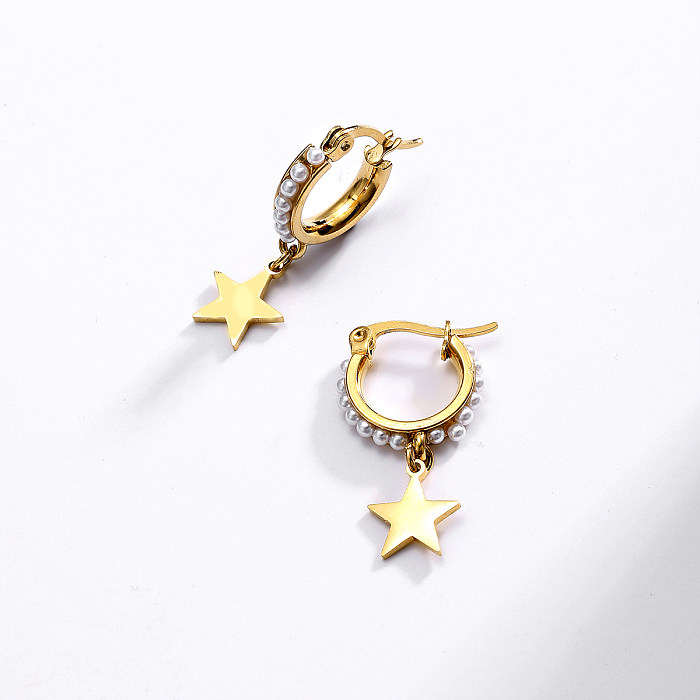 1 Pair Fashion Star Tree Heart Shape Stainless Steel  Plastic Plating Inlay Artificial Pearls Drop Earrings
