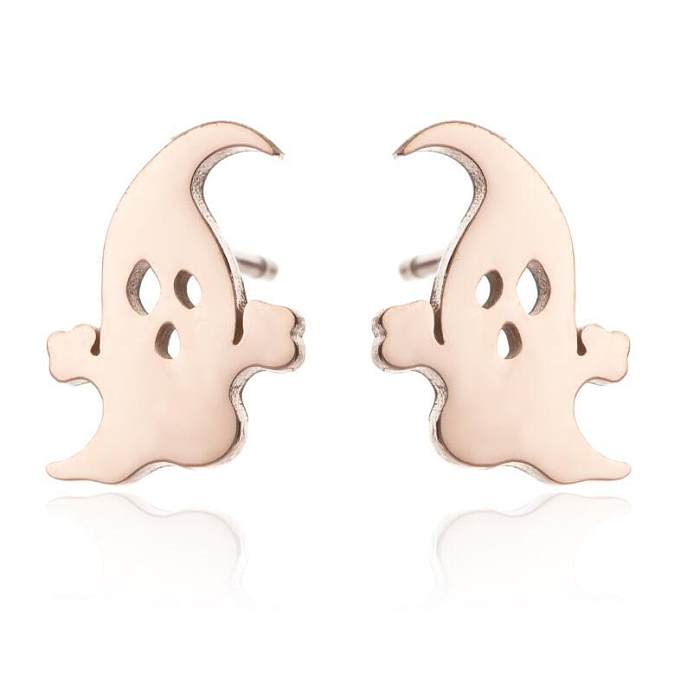 1 paire de clous d'oreilles plaqués en acier inoxydable avec tête de mort à la mode