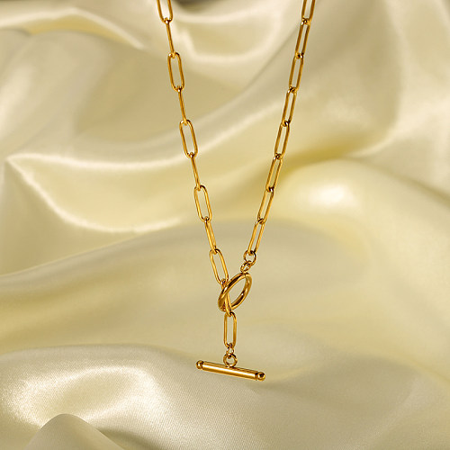 Collar chapado en oro de 18 quilates con revestimiento de acero inoxidable geométrico de estilo clásico básico de estilo nórdico