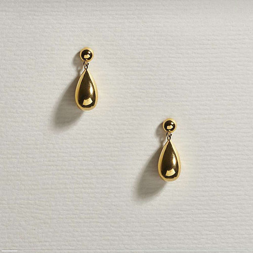 Fashion Solid Color Stainless Steel Water Drop Earrings 1 Pair