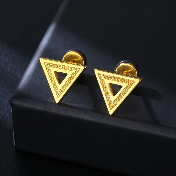 Simple Style Triangle Stainless Steel  Plating Hollow Out Ear Studs 1 Piece