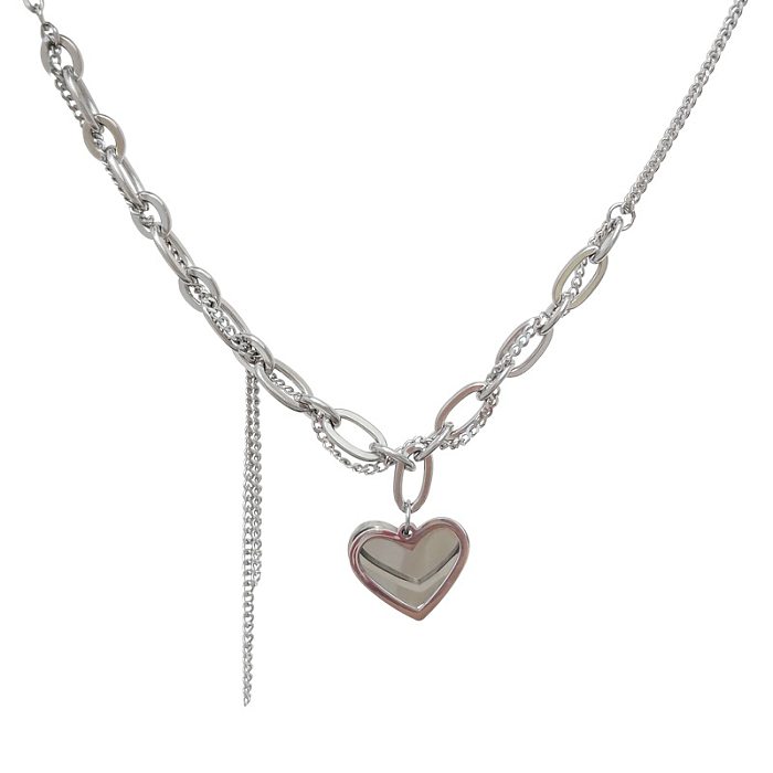 Vintage Tassel Heart Pendant Hollow Chain Stainless Steel Necklace Wholesale