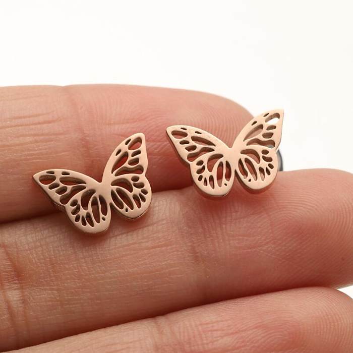 1 Pair Casual Simple Style Butterfly Umbrella Snowflake Asymmetrical Plating Hollow Out Stainless Steel  Ear Studs
