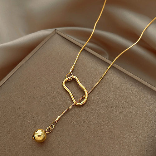 Lady Classic Style Geometric Stainless Steel Plating Pendant Necklace