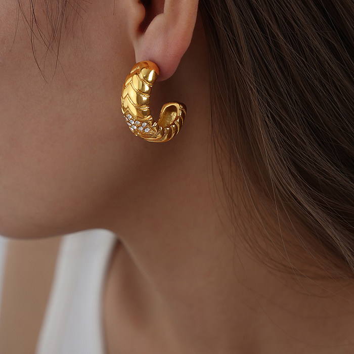 1 Pair Elegant Luxurious Geometric Plating Inlay Stainless Steel Rhinestones 18K Gold Plated Earrings