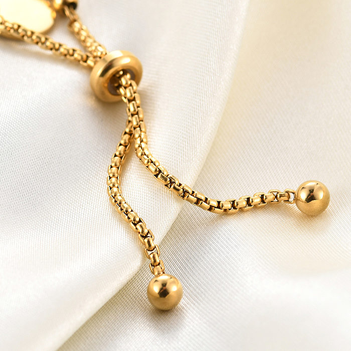 Verstellbares Armband aus 18 Karat vergoldetem, perlenbesetztem Titanstahl im neuen Stil