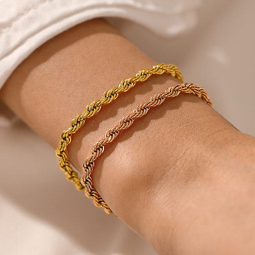 Simple Style Twist Stainless Steel Gold Plated Bracelets