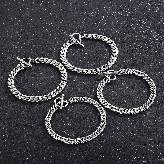Simple Style Heart Shape Solid Color Stainless Steel Bracelets